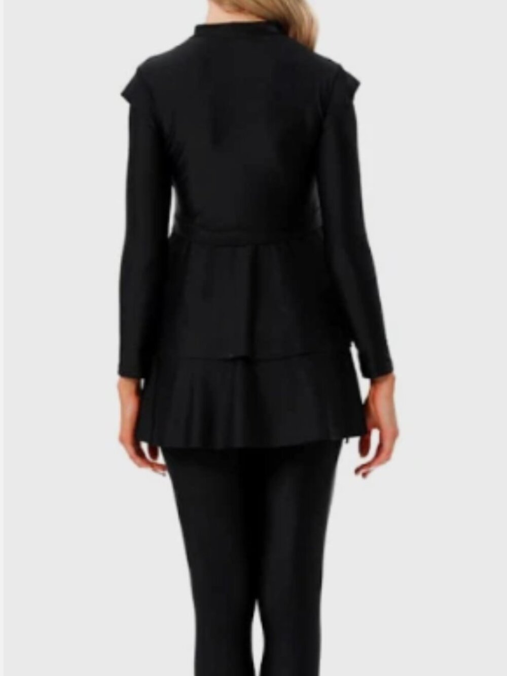 3 Piece Long Sleeve Black Size Large Rashguard Swimsuit with Hijab Built-In Bra - Picture 2 of 7
